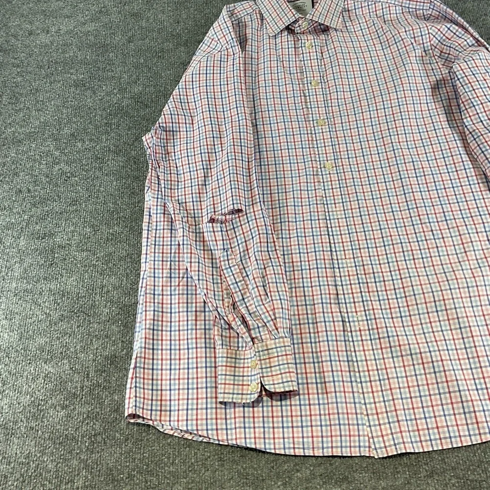 Charles Tyrwhitt Slim Fit Dress Shirt Mens 17/35 Blue Red Check Non Iron LS